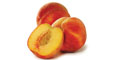 Yellow peaches, one cut in half